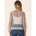 thumbnail image 3 of DARING DIVA Mesh Sheer See Through Long Sleeve Zip Up Bomber Jacket M Gray, 3 of 6