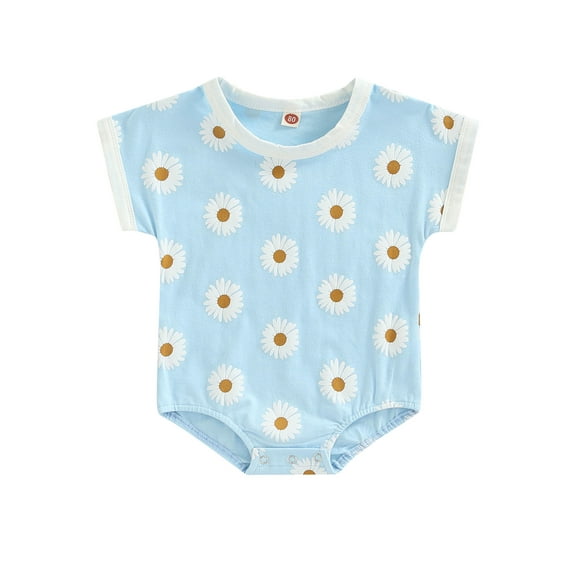 Bagilaanoe 0-24 Months Baby Girl Floral Romper Daisy Printed Sleeveless One Piece Summer Bodysuit Jumpsuit