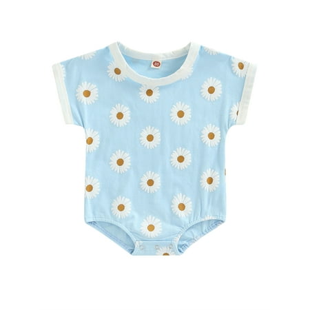 

Canrulo Newborn Infant Baby Girl Daisy Romper Short Sleeve Oversized Bodysuit Bubble Onesie Top Clothes Blue 12-18 Months