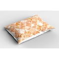 thumbnail image 2 of Ambesonne Coral Pillow Sham 2 Pack, Triangular Grid Art, 30"x20", Coral Orange White, 2 of 3