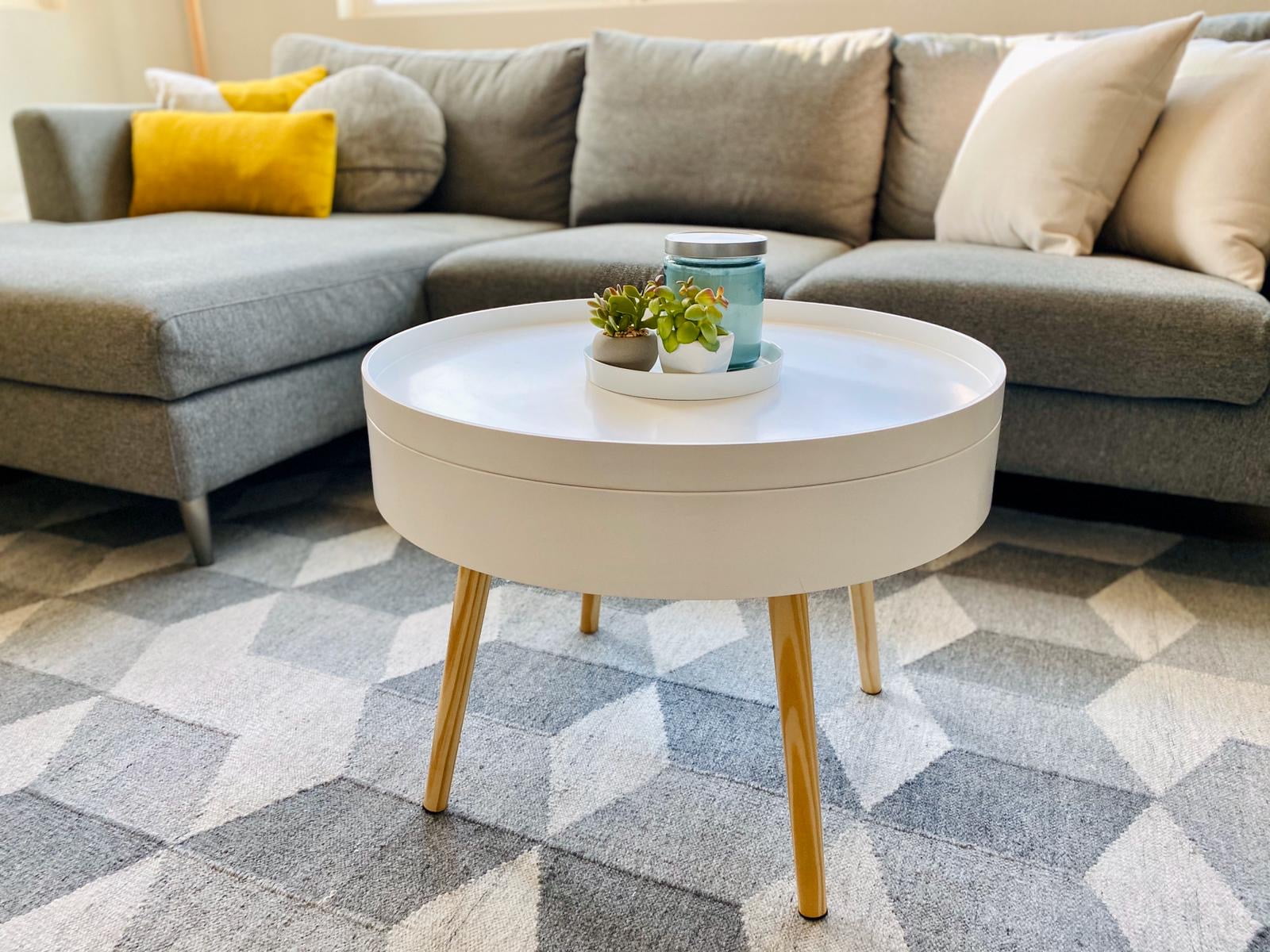 The Simple Project Zoe Mid-Century Wood with Storage Round Coffee Table