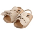 thumbnail image 5 of GYRATEDREAM Infant Baby Girls Soft Open Toe Sandals Toddler Summer PU Leather Bowknot Sandals Flower Princess Flat Shoes Apricot for 0-18 Months, 5 of 8
