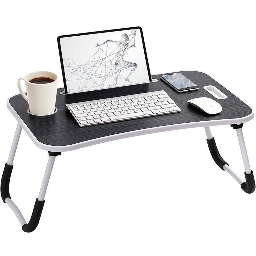  Cool Things for College Students Laptop Bed Desk Foldable  Portable Multifunctional Lazy Laptop Desk with Small Drawer Mini Computer  Table Leisure Lazy Table Low Table For Sitting on (Black, One Size)