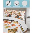 thumbnail image 3 of Quilts Queen Size Bedding Set, Fall Scarecrows Reversible Summer Quilt 3 Pieces, Thanksgiving Autumn Harvest Pumpkins Leaves Lightweight Bedspreads Coverlets with 2 Pillow Shams for All Seasons, 3 of 5
