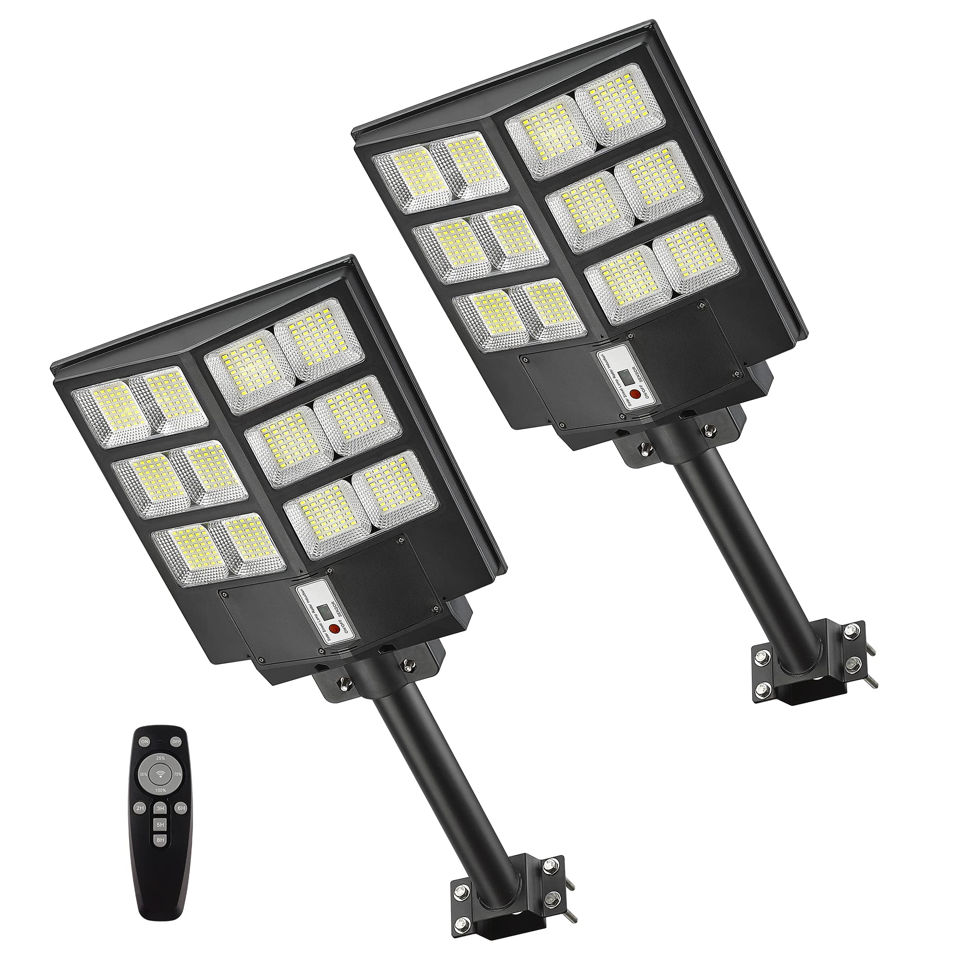 2Pack 800W Solar LED Street Lights, 80000LM Solar Powered Security Flood  Light Dusk to Dawn, Super Bright Commercial Solar Parking Lot Lights with Motion  Sensor for Playground,, ST800-086-2