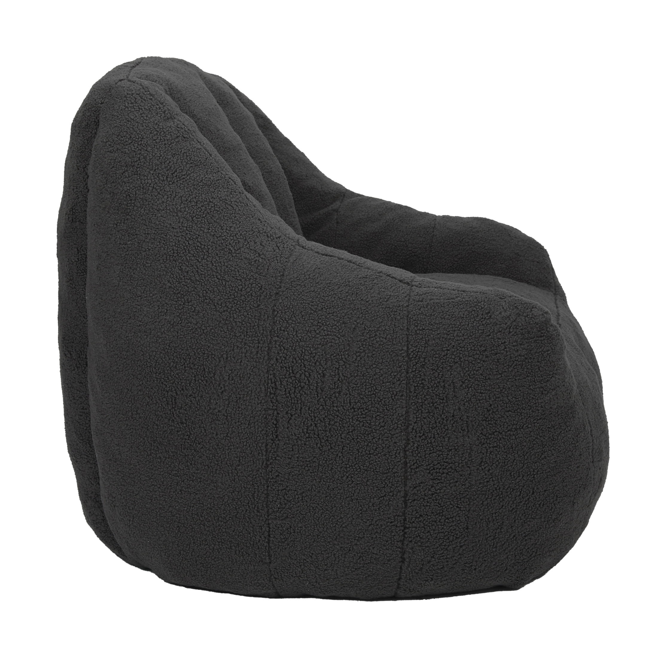 Noble House Halden Comfy Faux Fur Bean Bag Chair, Tufted Soft Memory Foam Lazy Sofa, for Living Room, Dark Gray