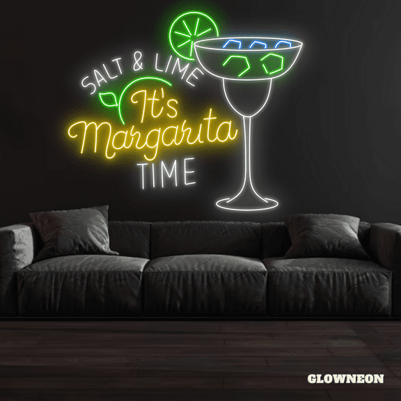Glowneon It's Margarita Time Neon Sign, Bar Decor, Bar Neon Sign