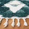 thumbnail image 3 of SAFAVIEH Moroccan Tassel Larry Geometric Shag Area Rug, Green/Ivory, 3' x 3' Round, 3 of 8