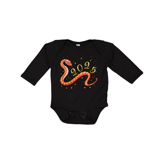 Inktastic 2025 Year of the Snake New Year Snake Boys or Girls Long Sleeve Baby Bodysuit