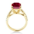 thumbnail image 3 of Gem Stone King 4.06 Ct Red Created Ruby White Created Sapphire 18K Yellow Gold Plated Silver Ring, 3 of 6