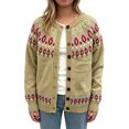 thumbnail image 5 of JUUNthy Womens Knit Cardigan, Long Sleeve Vintage Graphic Button Front Casual Fashion Sweater Outwear Blue S, 5 of 12