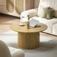thumbnail image 2 of HOMCOM Table Basse Ronde de 31,5 Pouces, Table Centrale pour Salon, Chêne, 2 of 10