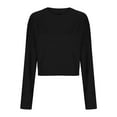 thumbnail image 5 of biudgviw Cropped Sweatshirts for Women Crew Neck Fleece Lined Pullover Long Sleeve Cute Crop Tops Going out Fall Clothes, 5 of 6