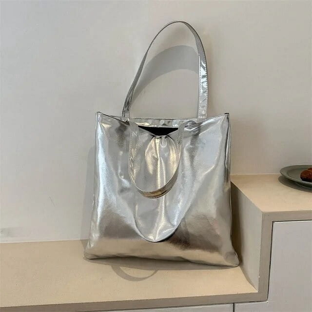 LHSHID Women Crossbody Bag Luxury Designer PU Shoulder Bag Solid Color Glossy Patent Leather Simple Female Commuter Handbag Shopper Bag