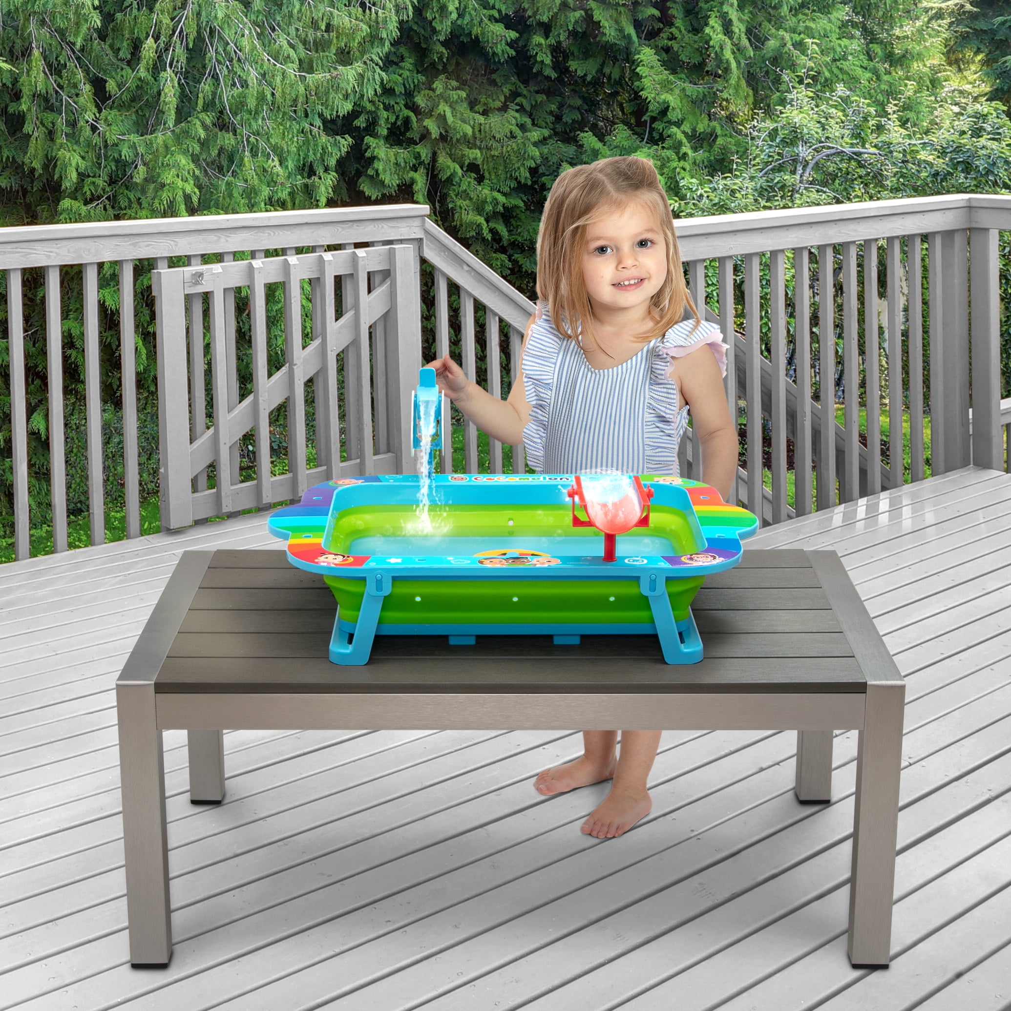 CoComelon Water Activity Table by Delta Children - Collapsible & Portable - Ideal for Travel, Blue