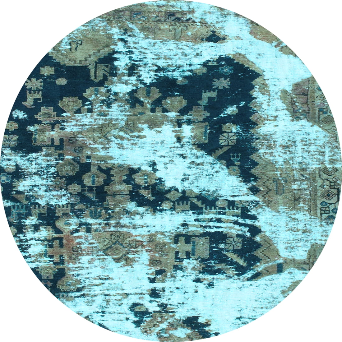 Ahgly Company Indoor Round Abstract Light Blue Modern Area Rugs, 6 ...