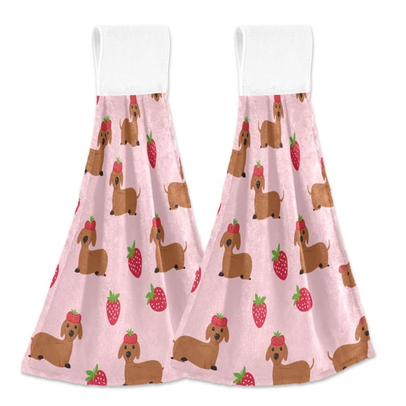 BZSMCE Hanging Hand Towels Fashion Blooming Love Pattern 2-Pack - Velcro Style Bathroom Kitchen Towels