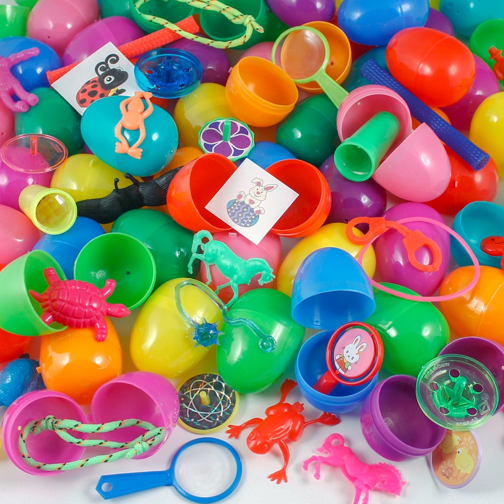 24 Filled Easter Eggs Plastic Bright Egg Assortment 2 1/3 Inch
