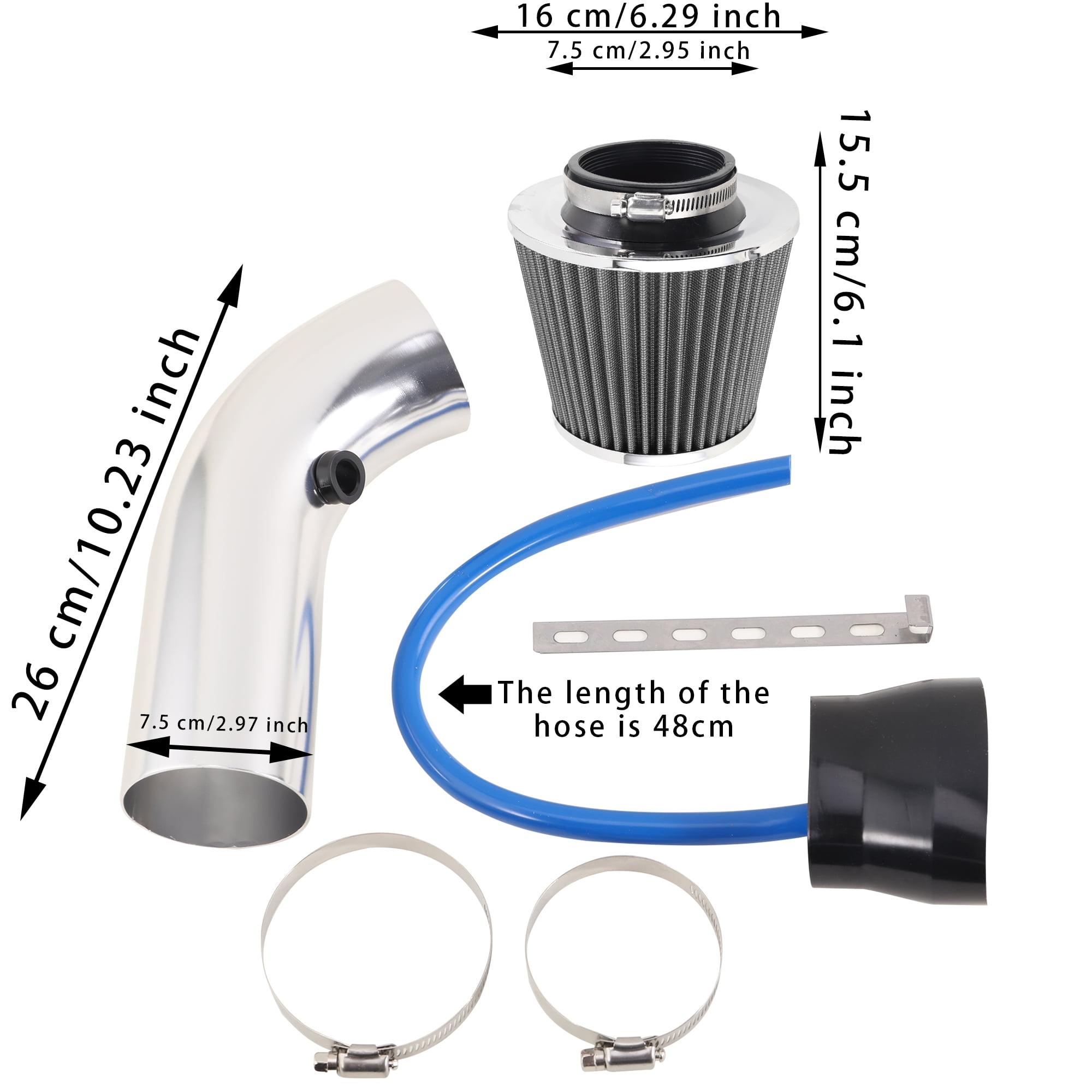 Universal Cold Air Intake Pipe Kit, Automotive Replacement Air Intake System Flow Hose Pipe for Vehicle
