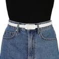 thumbnail image 4 of Cinturón de cintuno poroso fino Hebilrectangular Cinturones de talgrande pavestido de jeans blanco Se ajusa cintuhas99 cm / 39 ", 4 of 4