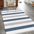 thumbnail image 3 of Blue Gray Striped Large Area Rugs for Bedroom Living Room, Soft Non Slip Carpet Bedside Rug, Farmhouse Stripe Art Rectangular Floor Cover Kitchen Accent Rug 3'x5' for Dining Room/Office, 3 of 9