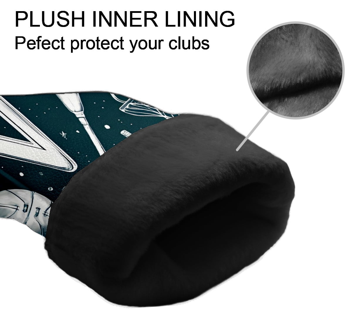 Golf Club Covers, Blue Sporty V Premium PU Leather Driver Hybrid Putter Head Covers with Velvet Lining, Waterproof Golf Gifts for Men Women