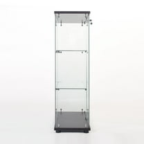 Newboti Furniture One Door Glass Cabinet Glass Display Cabinet with 3 Shelves, Black 92838