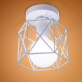 thumbnail image 3 of Retro Industrial Metal Square Iron Ceiling Light, Cube Cage Pendant Lamp E27 for Living Room Bedroom Cafe Bar Restaurant Entrance Hallway (White), 3 of 4