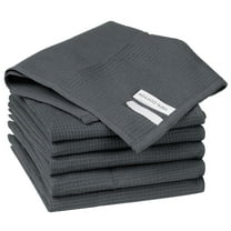 Unique Bargains 6 Pack Reuseable Cloths Cotton Waffle Weave Kitchen Towels Dark Grey