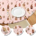 thumbnail image 4 of Pink Christmas Gingerbread House Pattern Round Fitted Tablecloth with Elastic Edge,Dining Table Cover Waterproof,Outdoor Round Tablecloth for Camping,Dining,Indoor and Outdoor, 4 of 7