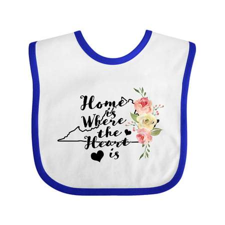 Inktastic Virginia Home is Where The Heart is with Watercolor Floral Infant Bib Female