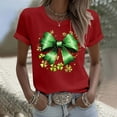thumbnail image 4 of ShiShine Womens St Patricks Day T Shirt Bow Detail Short Sleeve Crewneck Top with Graphic Print, 4 of 4