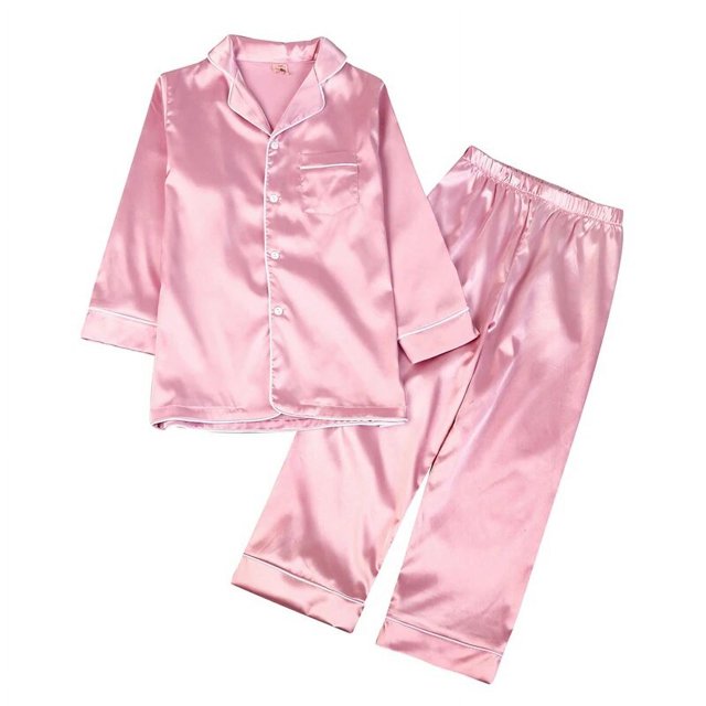 Conjunto de pijamas de Navidad para niños, ropa de dormir de satén de seda, pantalones de manga larga para otoño e invierno, 2 piezas