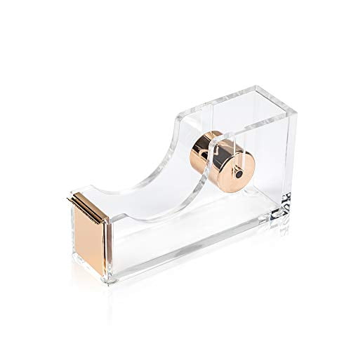 SIRMEDAL Contemporary Ultra Clear Acrylic Gold Quality Tape Dispenser