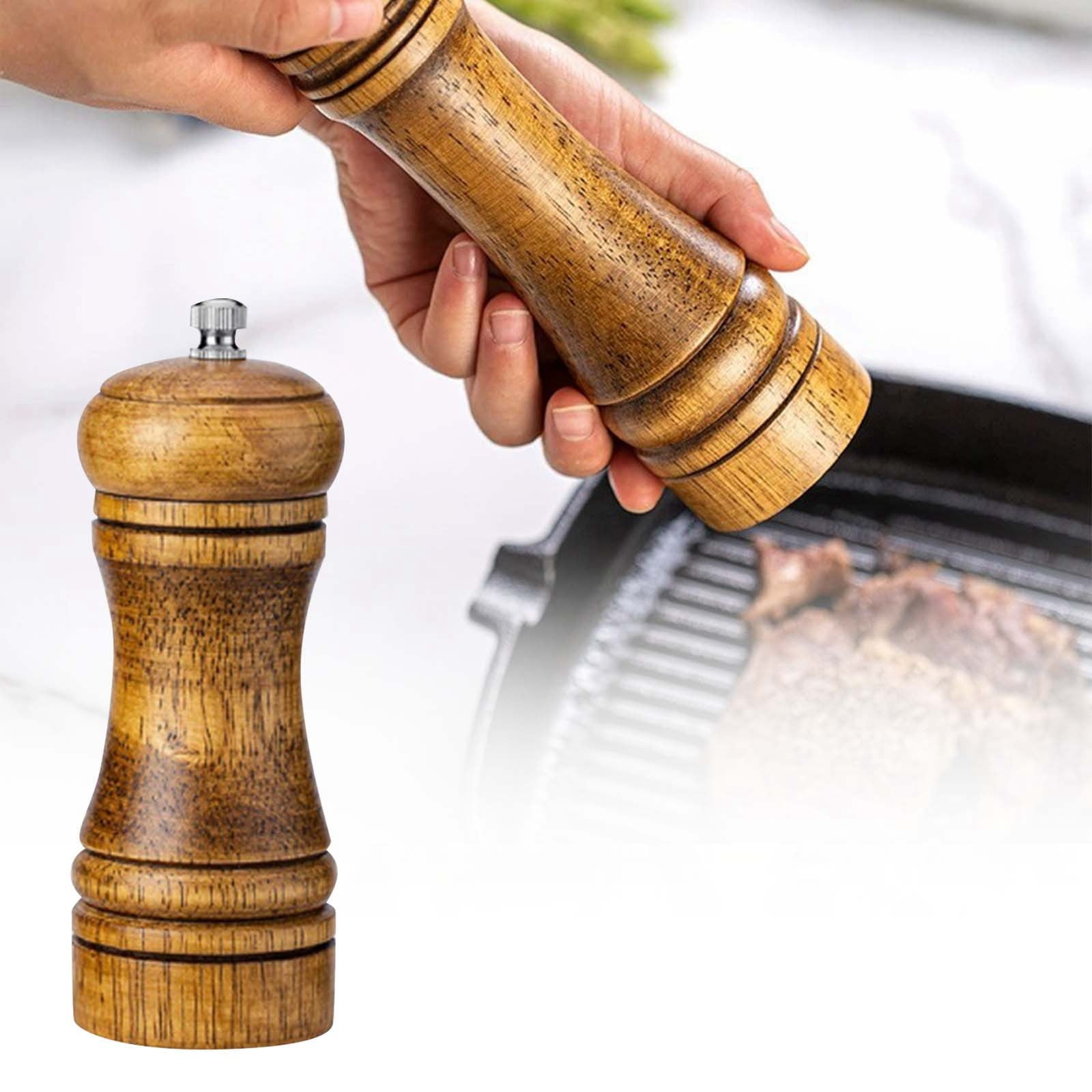 TooWoom 5 Inch Wooden Pepper Grinder & Salt Mill - Adjustable Coarseness, Refillable, Easy Clean (Natural Oak)