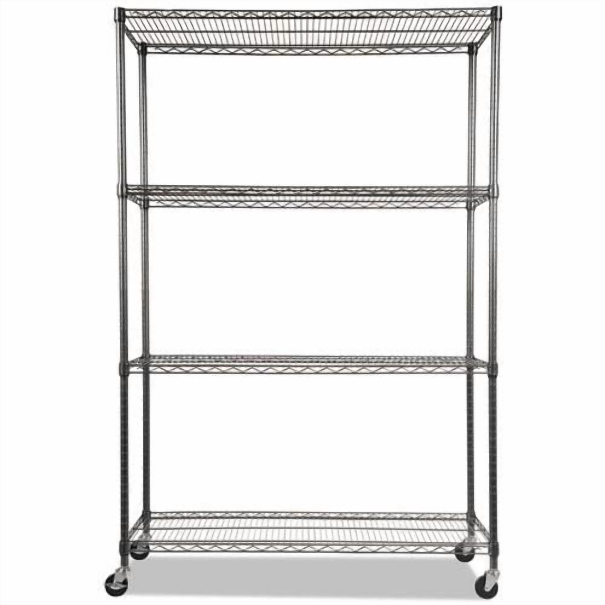 Alera NSF Certified 4-Shelf Wire Kit w/Casters & Liner, 48 x 18 x 72, Black Anthracite -ALESW604818BA