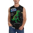thumbnail image 2 of Picia Space Dino Cartoon Black mens Cotton Tank Undershirts , Moisture-wicking Ribbed Tanks, Lightweight Cotton Tank Undershirts-Large, 2 of 8