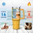 thumbnail image 4 of 40oz Yellow Lemon Pattern Stainless Steel Flip Straw Tumbler Spill Proof Travel Cup Double Wall Vacuum Insulated Coffee Mug with Top Handle, 4 of 6