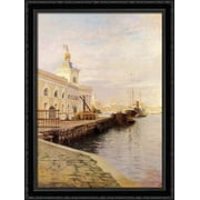 View Of Venice (The Dogana) 28x38 Large Black Ornate Wood Framed Canvas Art by Julius LeBlanc Stewart