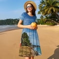 thumbnail image 4 of Daiia Lighthous Print Women's Dresses 2025 Trendy Short sleeve Dresses Casual Baggy Flowy Maxi Sun Dresses, 4 of 6