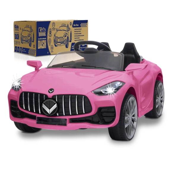 Kids House Carro Montable para Niños Dash, con Luz, Música USB MP3, Educación Temprana, Batería Dual 6V, Diseño Compacto y Seguro, Ideal para Aprender Jugando (Rosa)