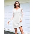 thumbnail image 4 of Fall Dresses for Women Lace Long Sleeve Elegant Slim Formal Party Dress White S, 4 of 8