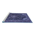thumbnail image 2 of Ahgly Company Machine Washable Indoor Round Medallion Blue Traditional Area Rugs, 3' Round, 2 of 4