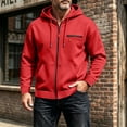thumbnail image 2 of UVEASISHA Full Zip Hooded Jackets for Men Drawstring Lightweight Zip Up Hoodies Loose Fit Long Sleeve Athletic Jacket Solid Color Casual Outerwear Daily Street Style Red XXL, 2 of 4