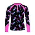 Mufeng Kids Girls Mermaid Fish Scales Swim Shirt Long Sleeve Rash Guard