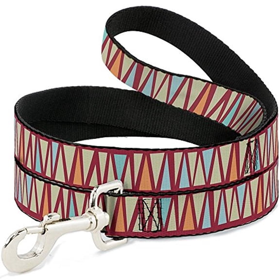 Buckle-Down "Zig Zag Doodle Red Tan Blues Orange" Dog Leash