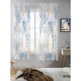 thumbnail image 5 of Blue Beige Floral Curtains 72 Inch Length, Sheer Curtains for Bedroom Living Room Window Vintage Smear Abstract Art Rod Pocket Voile Drapes Kitchen Curtains Small Half Window 52"x72" 2 Panels, 5 of 6
