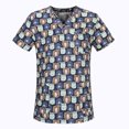 thumbnail image 1 of EGNMCR Hauts de Sarrau d'Infirmière pour Femmes Mode Décontractée Imprimé Uniforme de Travail Manches Courtes Col en V Blouse T-shirt de Travail avec Poches, Cadeaux pour Femmes, 1 of 3