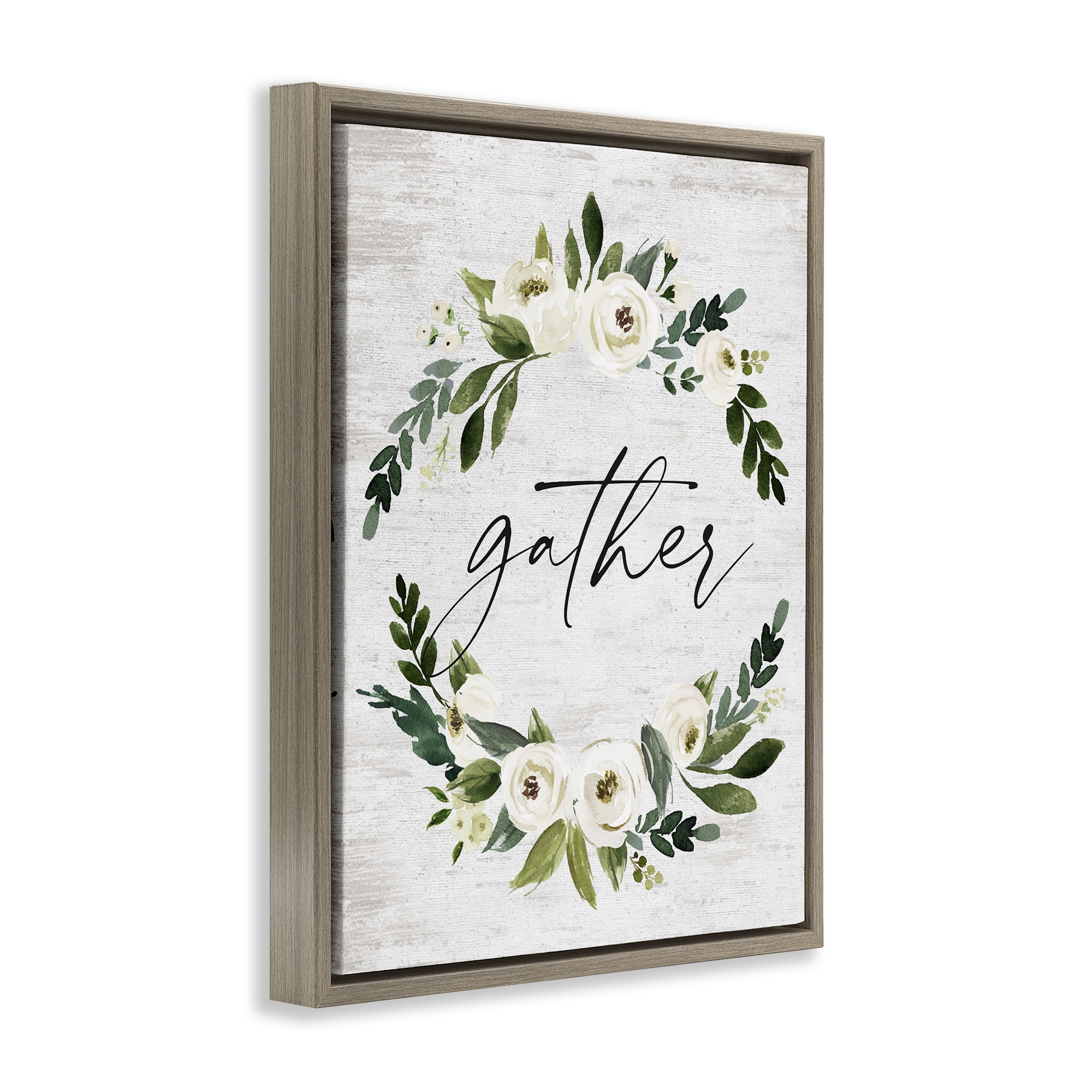 Stupell Industries Neutral Distressed Gather Botanical & Floral Painting Brown Floater Framed Canvas Art Print Wall Art, 25 x 31