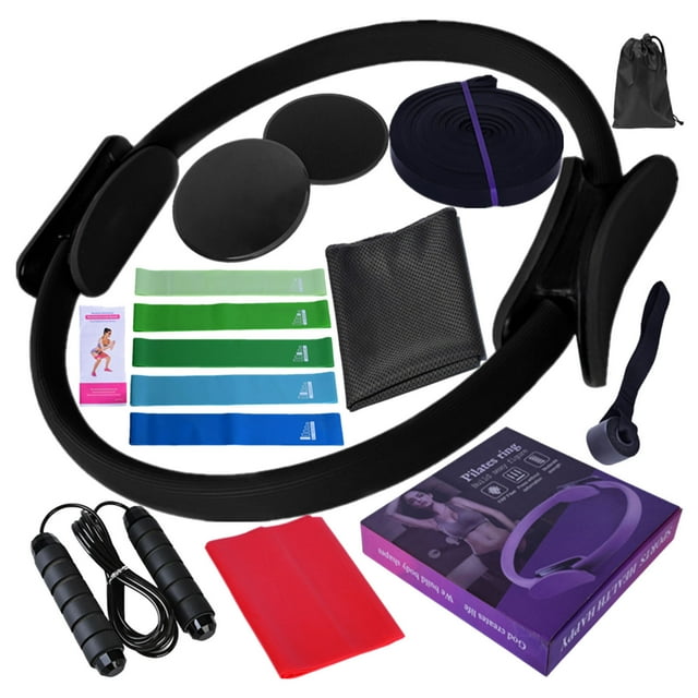 15 Pieces Pilates Kit, Pilates Kit for Home Workouts, Pilates Essential Kit, Pilates Starter Kit for Advanced & Beginners Users, Yoga/Buttocks/Stretching/Improve Body